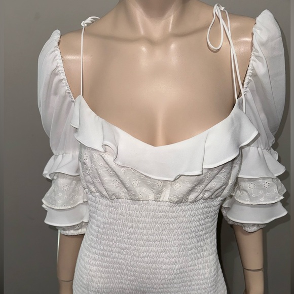 For Love & Lemons Bora Bora Ruffle Mini Dress L - Picture 3 of 11